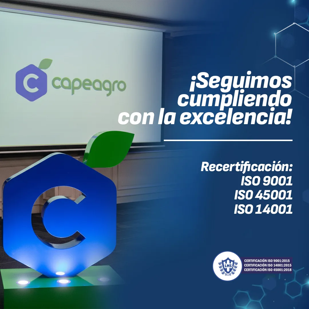 Capeagro logra recertificación ISO 9001, 4001 y 14001.