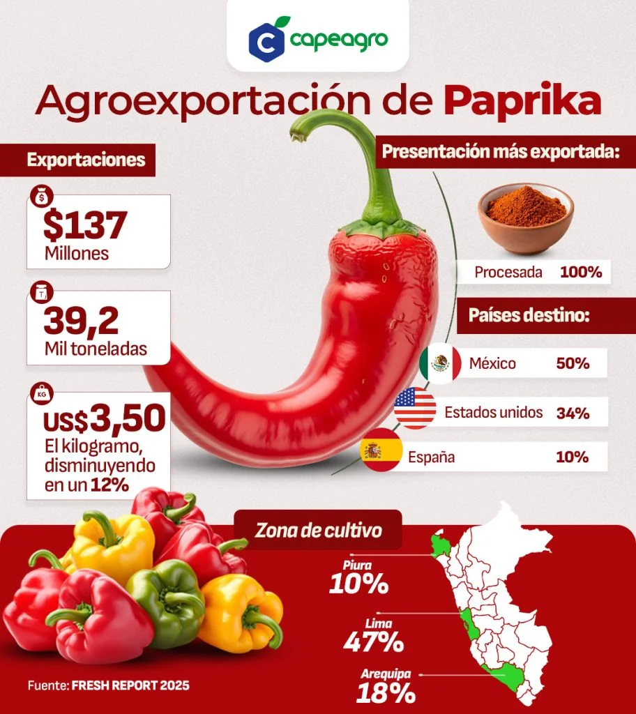 Agroexportación de paprika peruana supera los US$ 137 millones y mantiene su presencia global 1 Agroexportacion de paprika 1